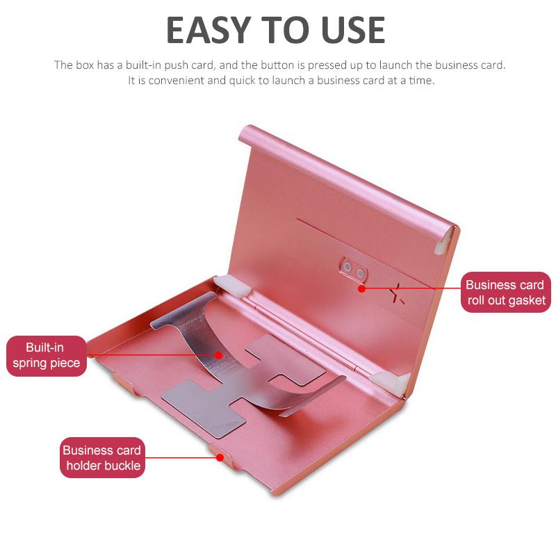 Business Card Holder Hand Push Card Case Bank Card Package Metal Ultra Thin Business Card Packaging Box Organizer