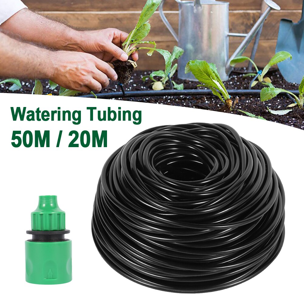 20M/50M 4/7Mm Tuin Water Slang Met Snelkoppeling Micro Drip Tuin Irrigatie Automatische drenken Pijp Fittings Accessoires