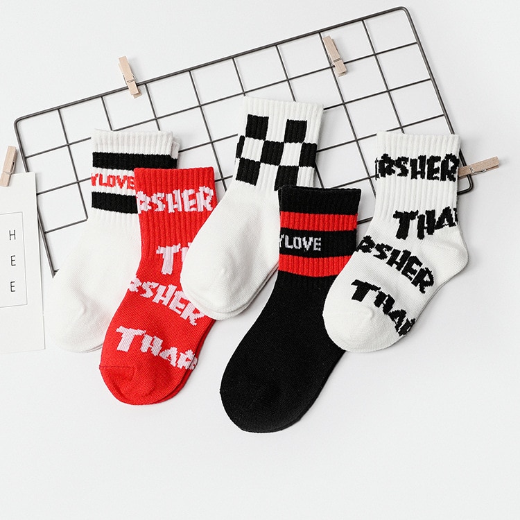 5 paare/los freundlicher Junge Mädchen Baumwolle Atmungs Kurze Röhre Sport Socken Freizeit modisch freundlicher Socken 3-12 T