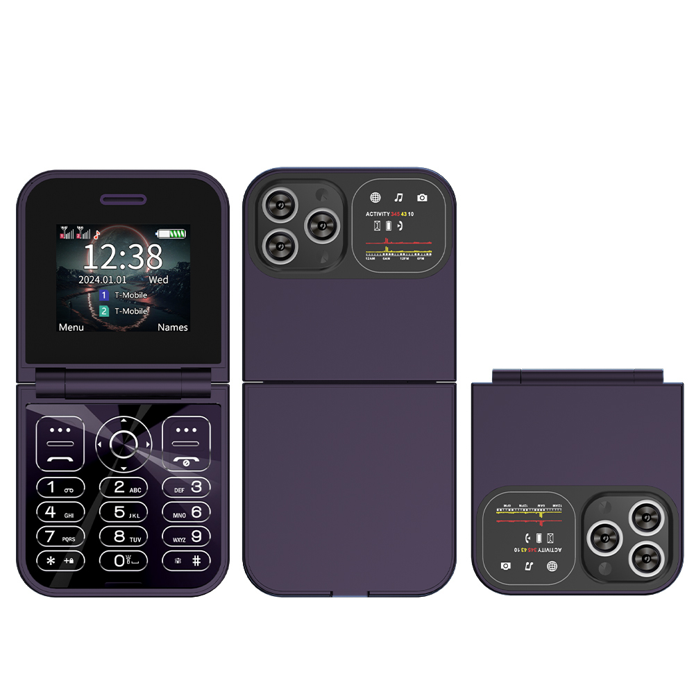 SERVO Classic Small Flip Teléfono móvil 2G Tarjeta SIM dual Lista negra Velocidad Dial Pantalla de 2,0" 180 ° Teléfonos móviles con botón plegable Nueva actualización: Rojo