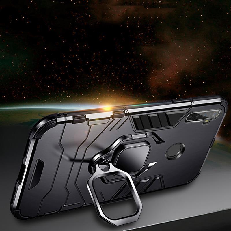 Voor Oppo Reno Een Case Shockproof Ring Stand Bumper Siliconen + Pc Telefoon Back Cover Reno Een CPH1983 Cover Voor oppo Reno Een Renoa 6.4&quot;