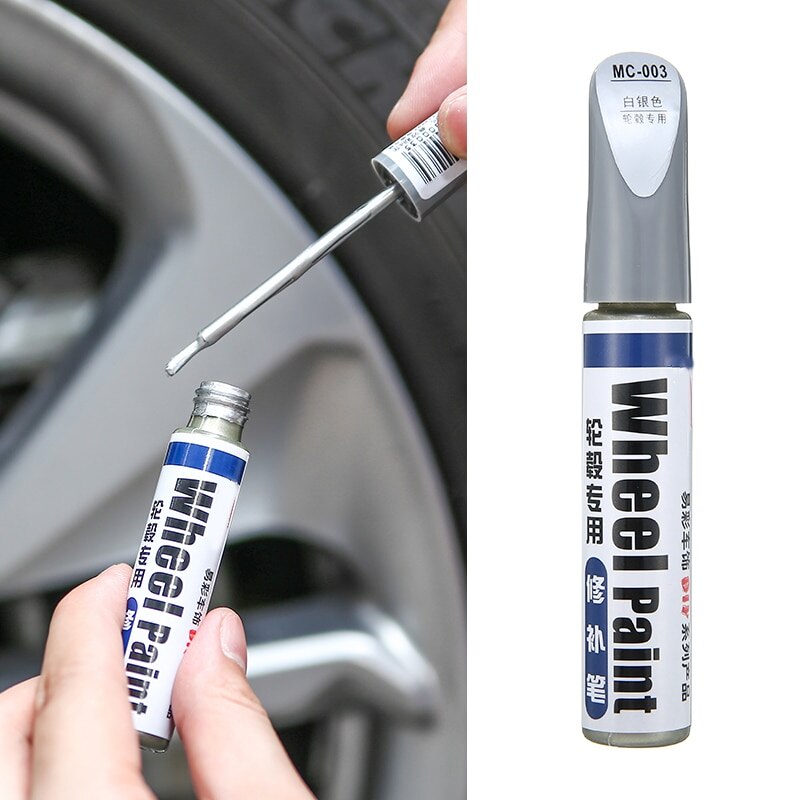 1pc 12ml -silver silverfärgade lättmetallfälgar för pennreparation, färg som stryper reptillverkare med penselverktyg för motorcykeltillbehör