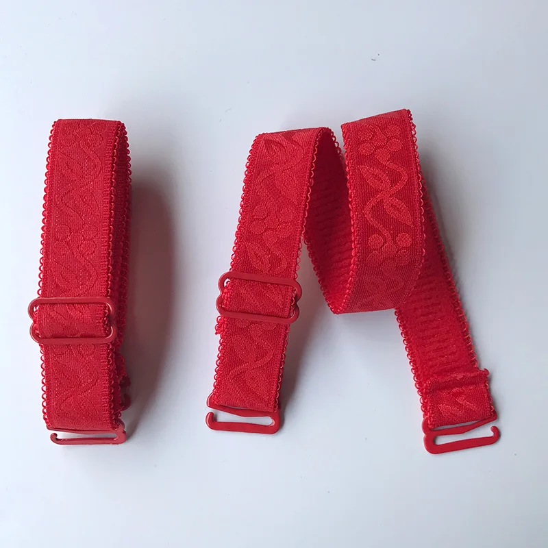 1 paar 1.5cm breedte vrouwen slip bestendige bh bandjes vrouwen dubbele schouder elastische beha dame bh band accessoires lingerie: Rood