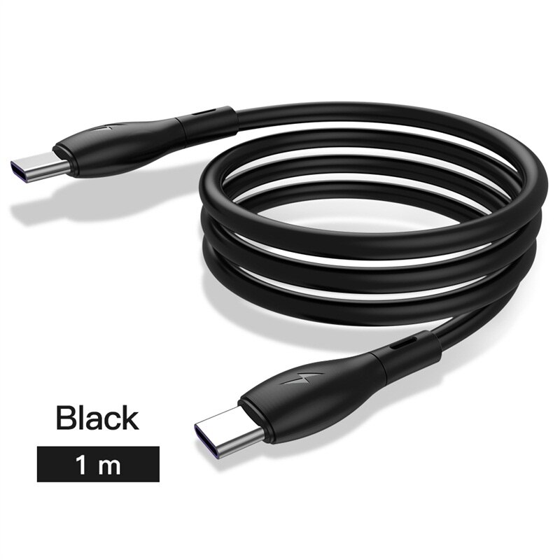 KUULAA USB Typ C Auf USB Typ C Flüssigkeit Silikon Kabel Für Samsung S10, typ-C 60W PD Schnelle QC 4,0 USB-C Kabel Für MacBook IPad P: 1m Schwarz