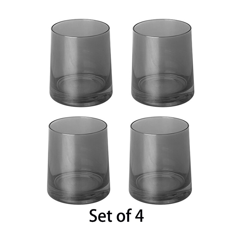 Juego de vasos de cristal nórdicos para el hogar, Juego de 2 o 4 vasos de cristal para beber vino, whisky y agua, sencillo, 4 Uds.: Black set of 4
