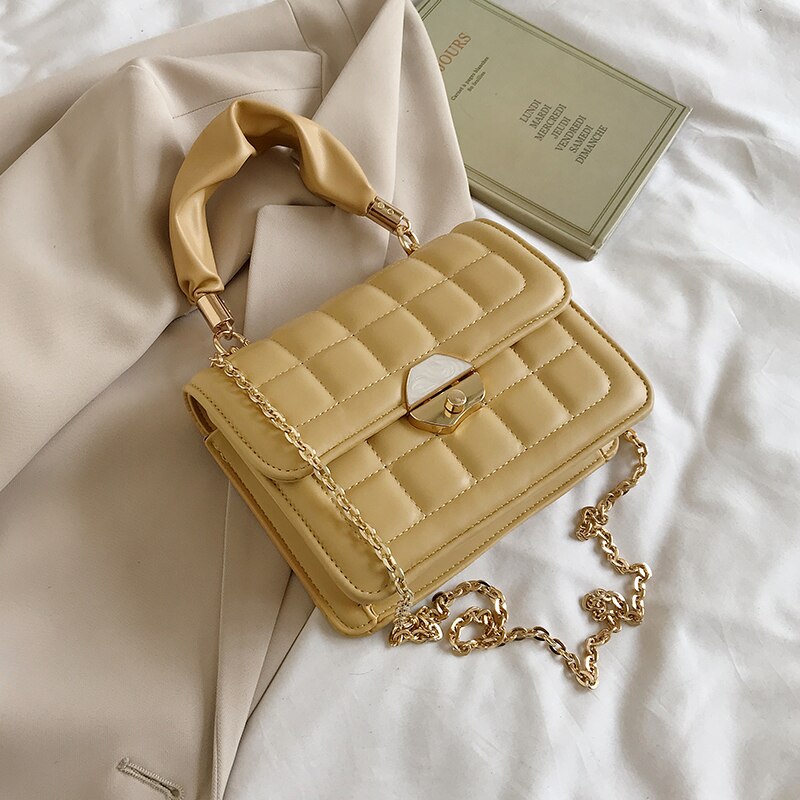 Cuoio dell'UNITÀ di ELABORAZIONE ottavino Ascella Borse per Le Donne 2020 Elegante Spalla Borse Da Viaggio Femminile Della signora di Modo Modello di Pietra del Sacchetto di Mano: Giallo