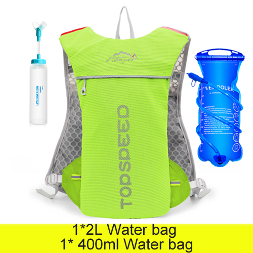 Pfad Laufen-5L Ultraleicht Rucksack Trink Joggen Weste Marathon- Fahrrad Wasser 400ml Flasche 2L Wasser Tasche: Grün 2.4L Wasser Tasche