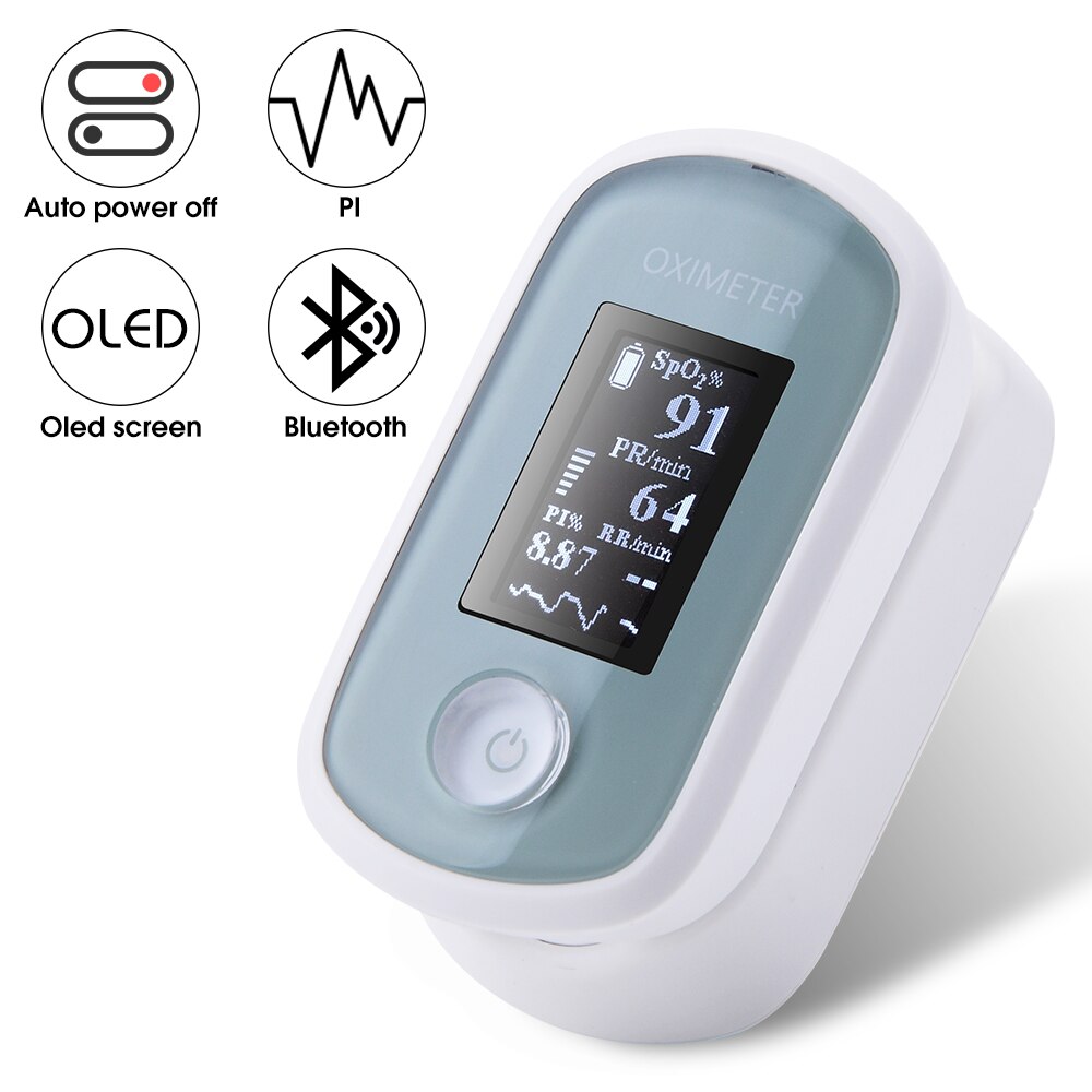 Bluetooth APP oxímetro de pulso de SPO2 PR PI RR Monitor pantalla OLED oxímetro de oximetro de dedo Spo2 PR PI soporte de monitor Android iOS