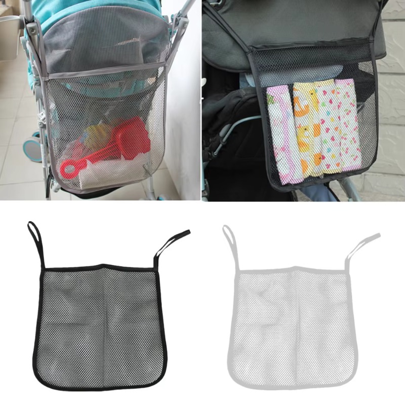 1PC Passeggino Carrozzina Borsa a rete Borsa portaoggetti per passeggino Borse a rete portatili per esterni Organizzatore Accessori da viaggio per passeggino