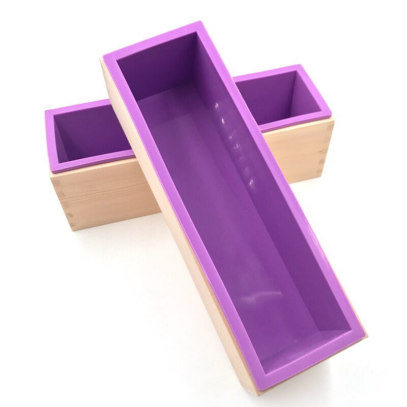 900/1200G Rectangle Silicone Soap Making Handmade Soap Craft Mold With Wooden Box