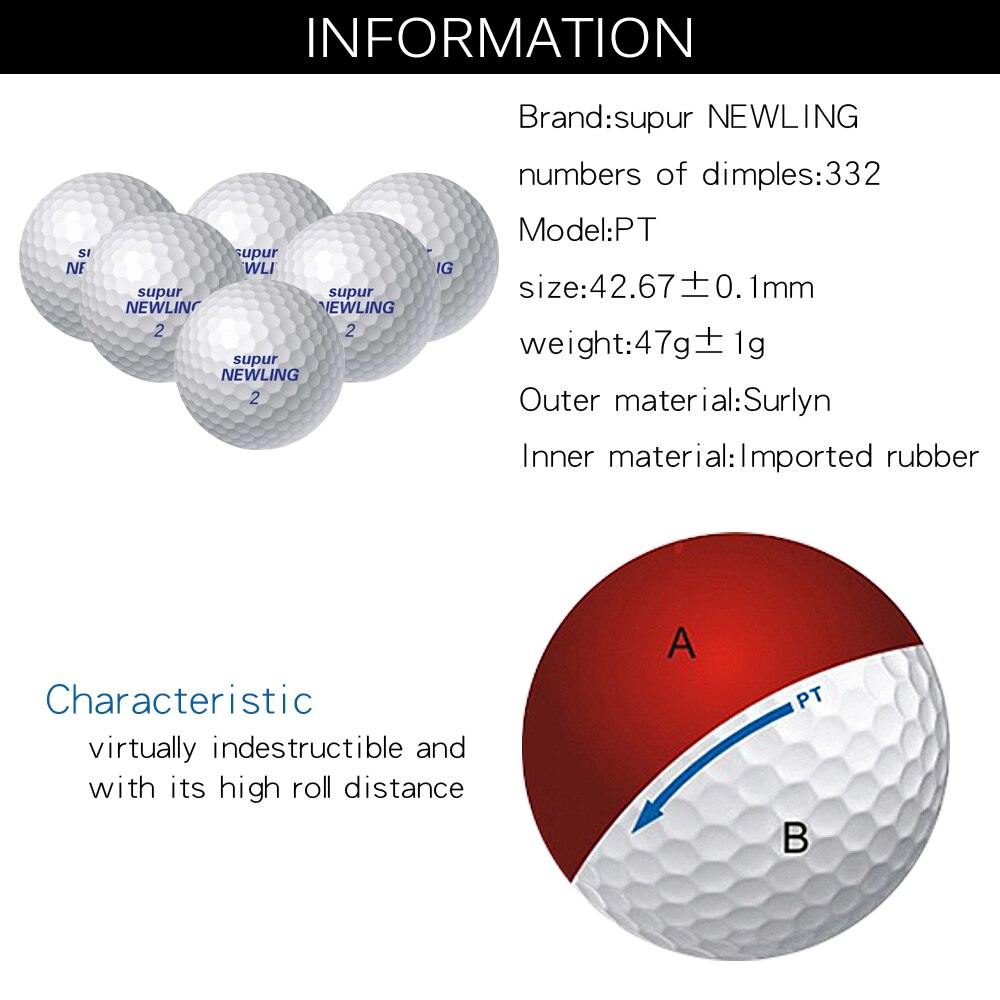 10 PCS Golf Balls Supur NEWLING Two Layers Supur Long Distance Golf Distance Balls Game Ball