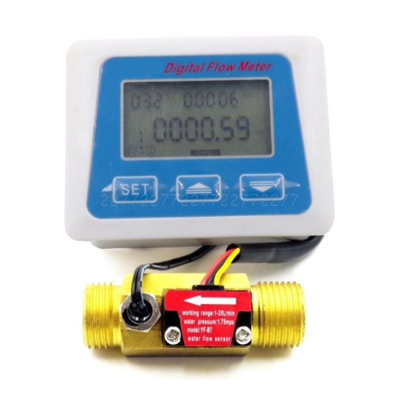 Digital Lcd Display Wasser Flow Sensor Meter Durchflussmesser Rotameter Temperatur S07 19