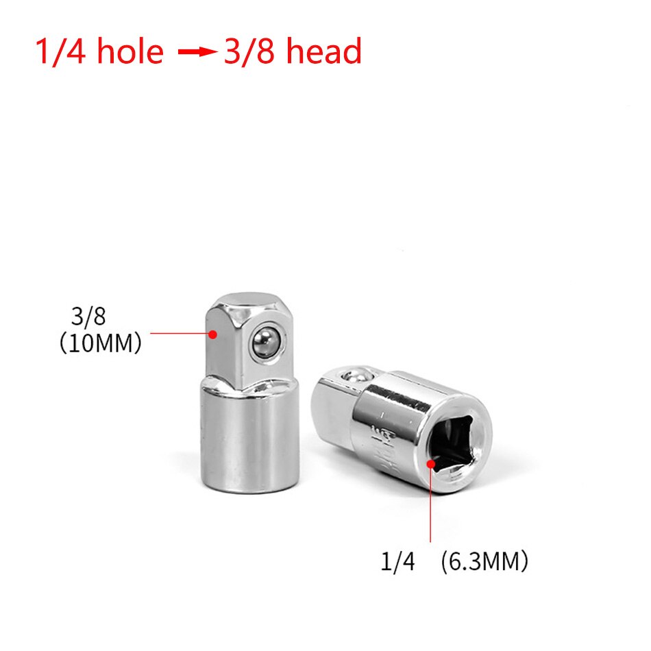 1/4 "3/8" 1/2 "Ratelsleutel Adapter Chroom Vanadium Mouw Drive Socket Converter Wrench Transform Joint: Zilver