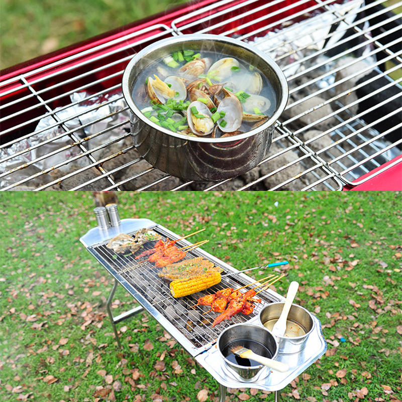 Terrines Rvs Zilveren Ronde Kruiden Kom Barbecue Olie Pan Soeppan Wastafel Camping Outdoors Keuken Tool