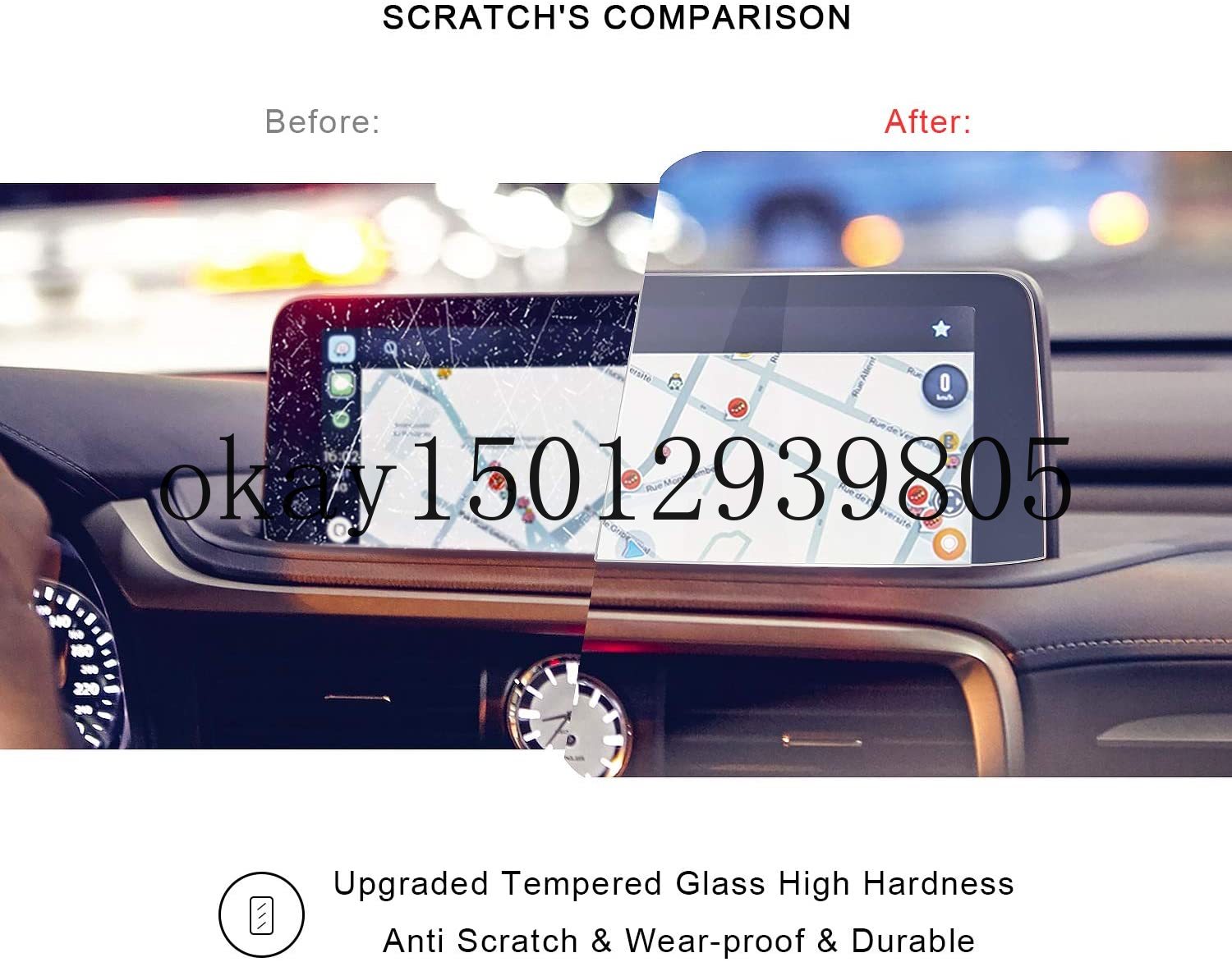for Lexus RX Hybrid 350 Touch Screen Car Display Navigation Screen Protector HD Clear Tempered Glass Protective Film(12.3In