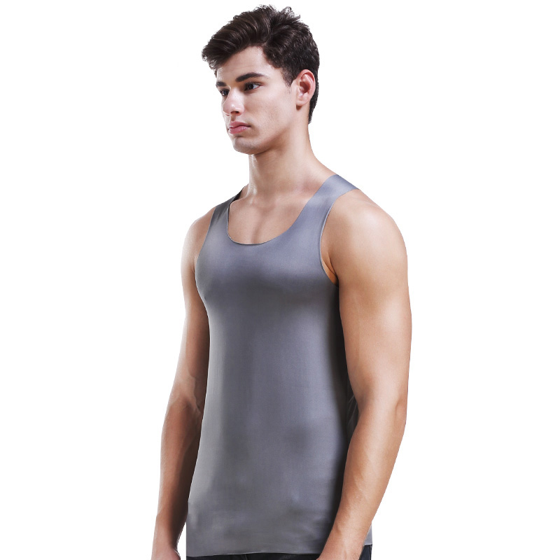 Herrenweste Eis die Seide nahtlos Fitness Sommer schlank-passen atmungsaktive Unterwäsche Jugendsport Hürde ärmelloses Unterhemd: XL / Grau