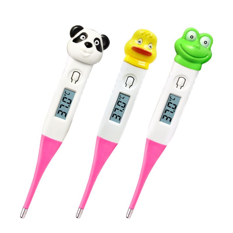 Cartoon Digitale Thermometer Oksel Lcd Memory Recall Flexibele Tips Temperatuur Meting Voor Kind Volwassen Body