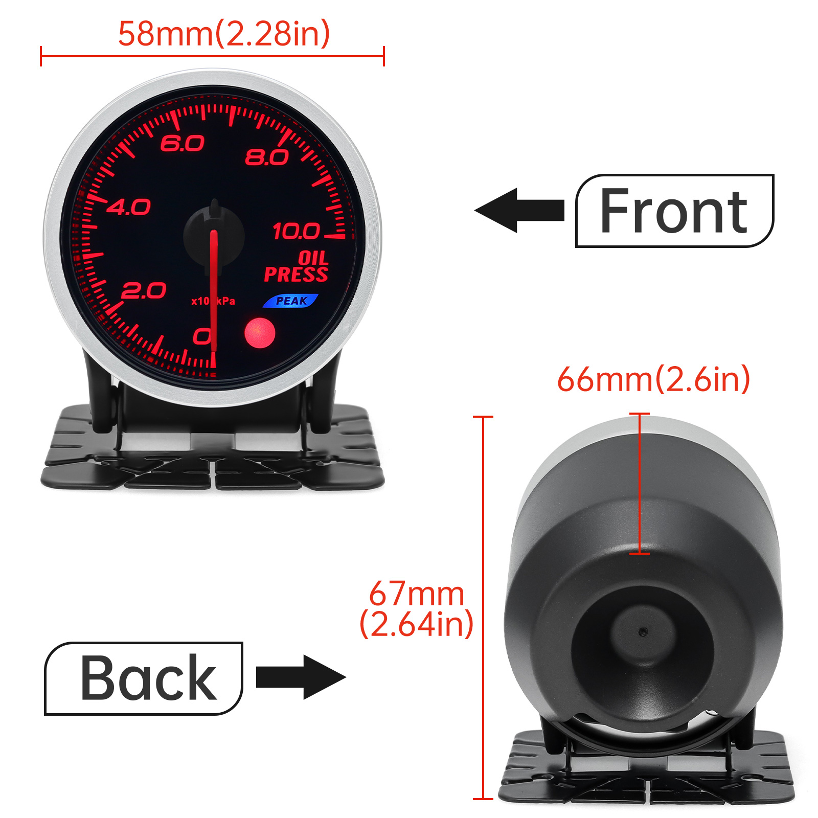 52mm 8 Colors Car Gauge Oil Pressure Bar PSI Water Temp Oil Temp EGT Exhaust Temp Turbo Boost Tachometer Fuel Level Gauge Meter