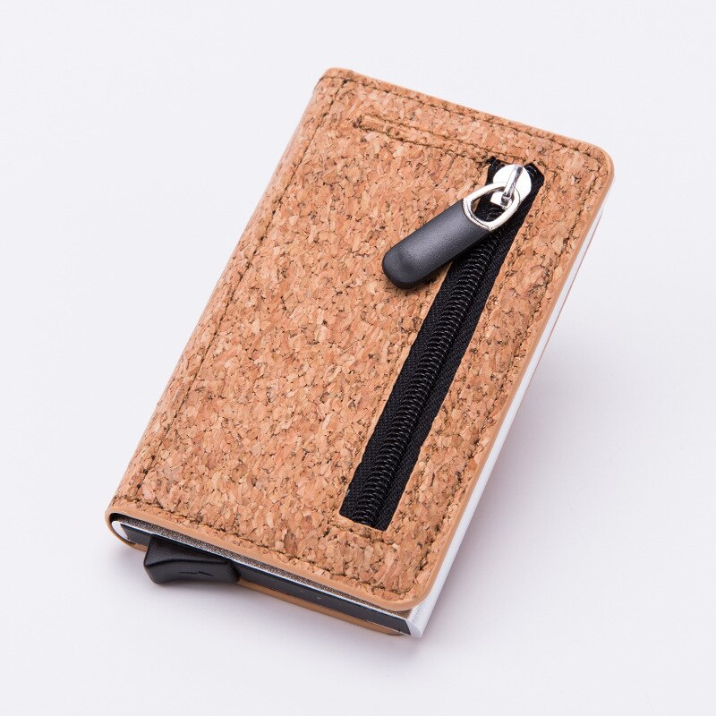 Metalen Kaarthouder Carbon Card Id Houder Mannen En Vrouwen Anti Rfid Bescherming Kaarthouder Multifunctionele Kaart portemonnee: X60-Wood grain color