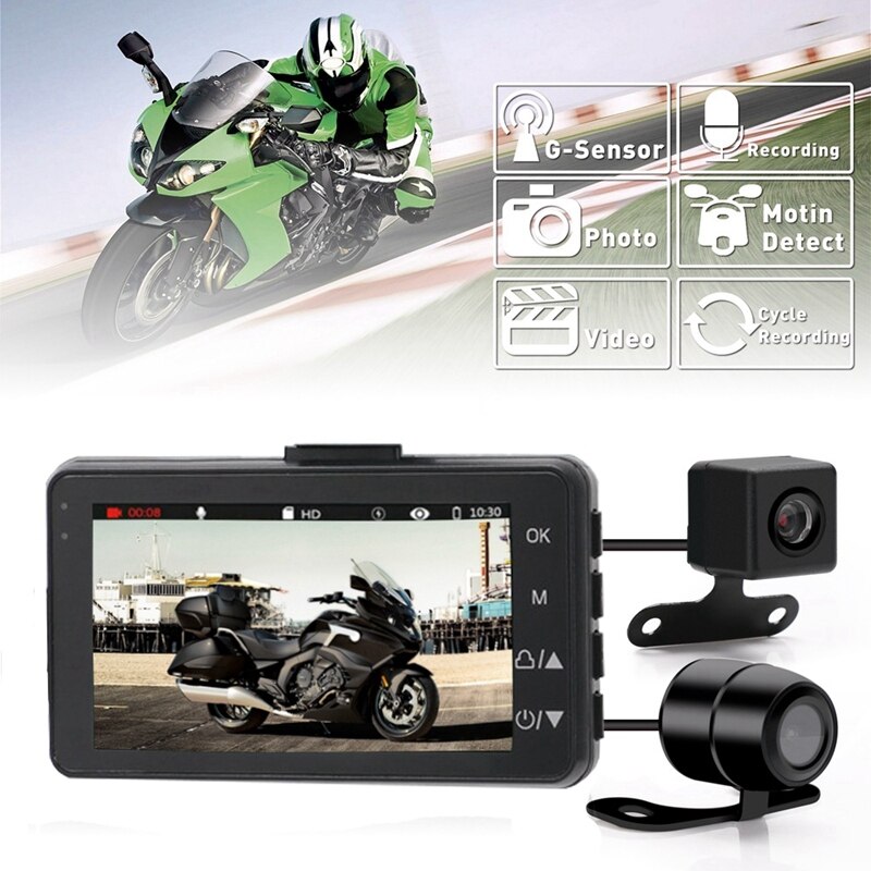 3 inch 1080p hd motorcamera dvr motor dashcam met speciale dual-track voor- en achterrecorder motorelektronica kymt 18