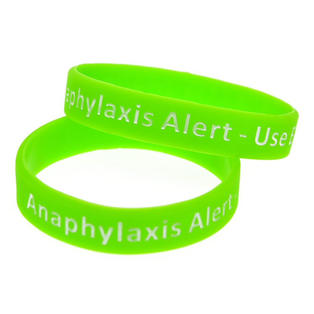 Obh 1Pc Anafylaxie Alert Silicone Rubber Armband Volwassen Grootte Ingeslagen Logo