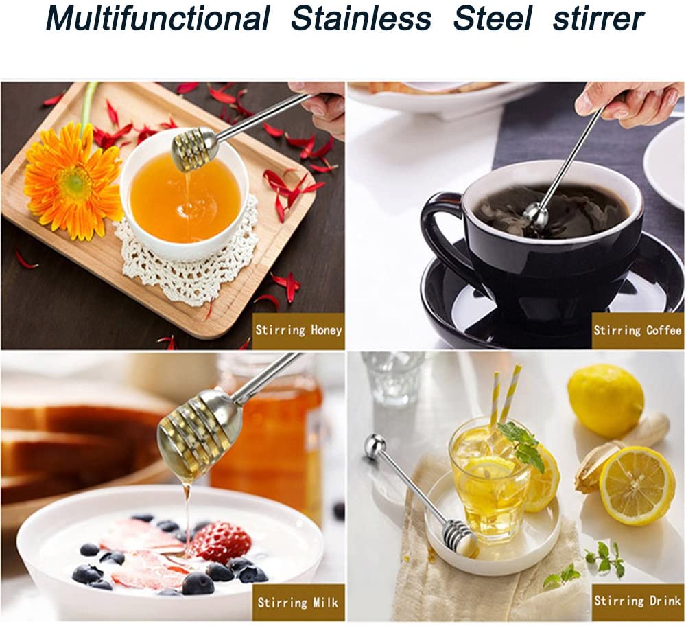 Honning og sirup dipper stick server honning ske 304 rustfri stål stav til honning potte krukkebeholdere