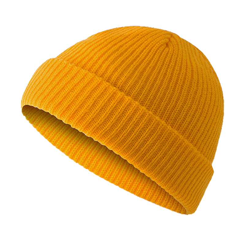 Moda cappello lavorato a maglia Casual corto comodo berretto elastico inverno riscaldamento cappello universale per uomo donna HB88: Turmeric