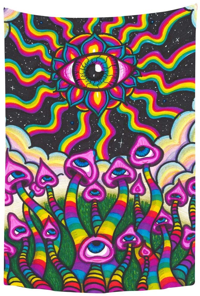 Mushroom Alien Eye Cool Aesthetic Wall Hanging Psychedelic Trippy Wall Hanging Tapestry Hippie for Bedroom Decor Tapestries