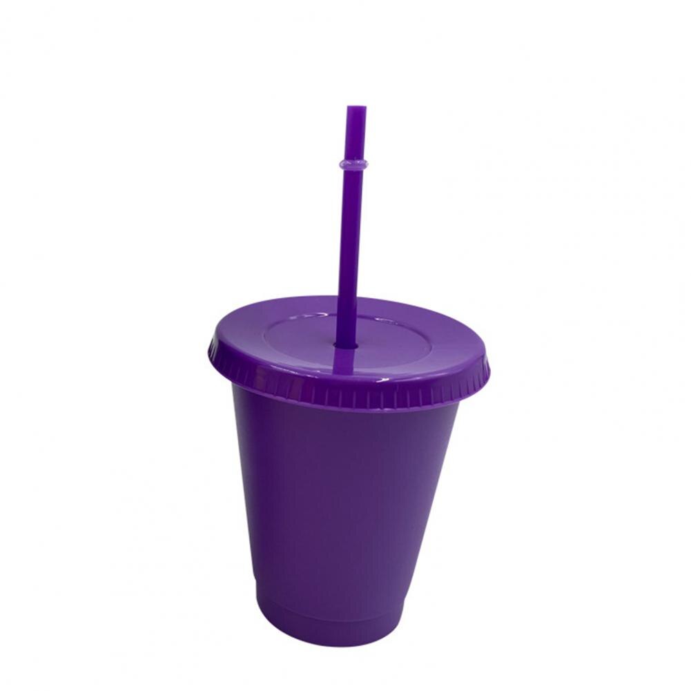 Gobelet en paille réutilisable de couleur unie avec couvercle pour la maison, 60%: Deep  Purple S