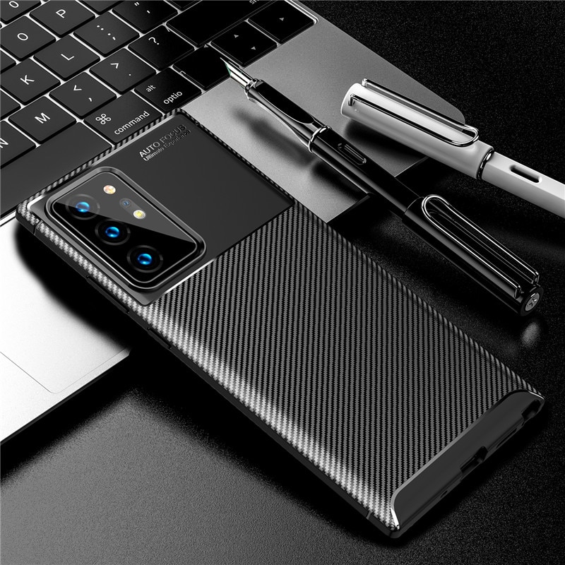 Carbon Fiber Case For Samsung Galaxy Note 20 Ultra Case S20 Plus Cover Soft Back Bumper For Samsung Galaxy Note 20 S20 Funda: ForSamsung S20 Ultra / Black