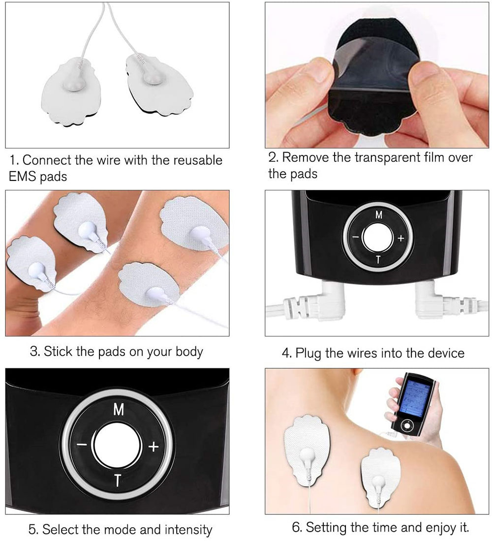 Máquina Tens de 16 modos, Estimulador eléctrico de masaje muscular Ems, electroestimulador Digital, relajación, alivio del dolor corporal, almohadilla de electrodos