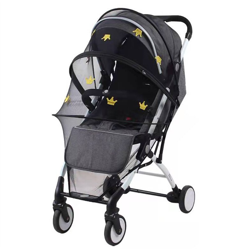 Orzbow Babybedje Klamboe Kinderen Veiligheid Kinderwagen Anti-Bug Saldering Infant Lichtgewicht Bescherming Mesh Wandelwagen Accessoires: A2820-Black Crown