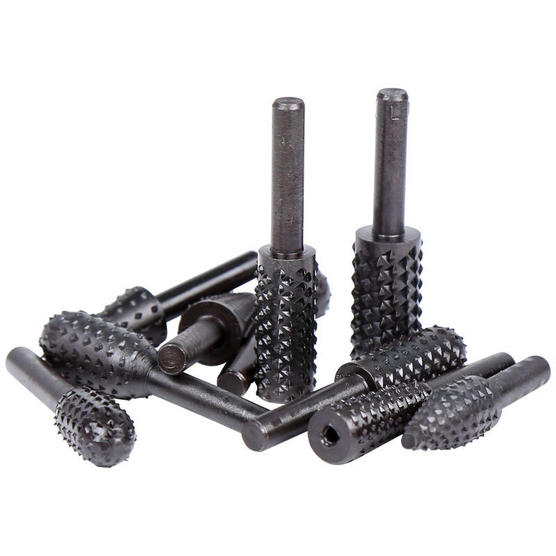 5pcs Steel Rotary Rasp File 1/4" Shank Rotary Craft Files Rasp Burrs Wood Bits Grinding Power Woodworking Hand Tool