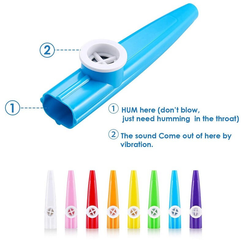 24 Stuks Plastic Kazoos 8 Kleurrijke Kazoo Muziekinstrument, Goede Comp Voor Gitaar, Ukelele, Viool, piano Toetsenbord, Grote