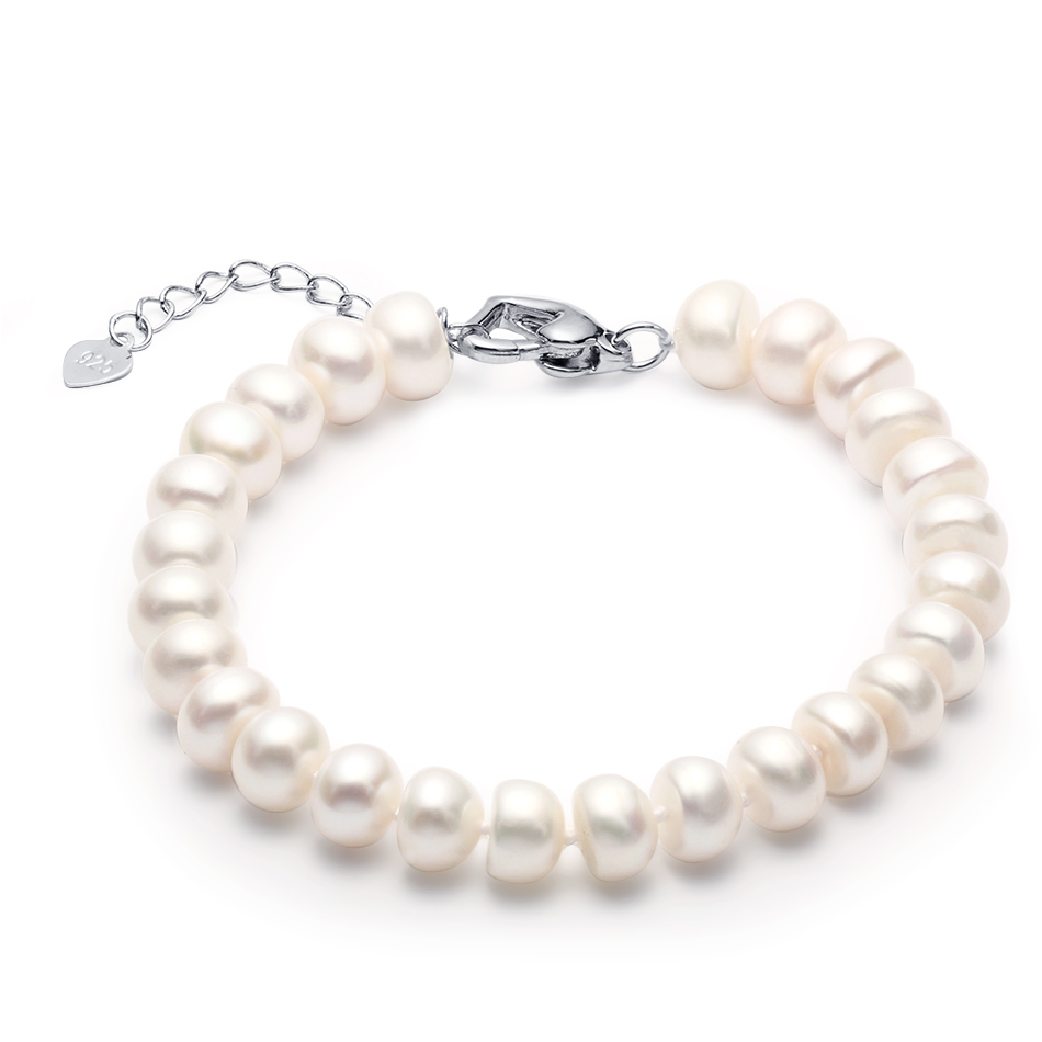 Natuurlijke Zoetwater Parel Armbanden Voor Vrouwen Verbazingwekkende Prijs 8-9mm Parel Sieraden Zilveren 925 Armband sieraden: WHITE