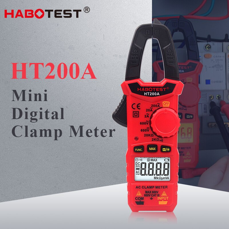 Habotest Electrician Tools Mini Digital Clamp Meter 2000 Counts AC DC Voltmeter NCV Ohm Capacitor Tester Ammeter Multimeter