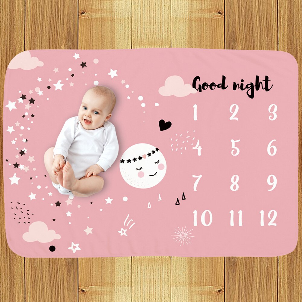 Maan bloemenprint flanel baby maandelijkse mijlpaal deken foto prop achtergrond ademende zachte fotografie accessoires