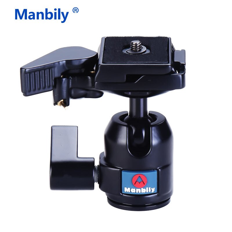 Manbily M10 Professionele Statiefkoppen Universal Ball Head w Manfrotto 200PL-14 Snelle Montageplaat voor Camera Canon Nikon DSLR