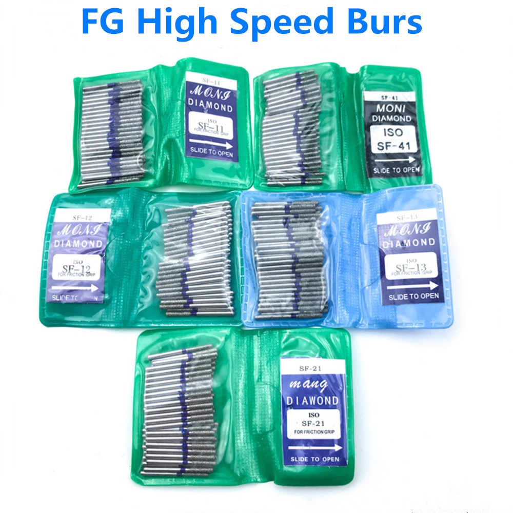 KUCUDENT 50 pezzi k frese diamantate dentali FG gambo da 1,6 KUCUDENT 50 pezzi k frese diamantate dentali FG gambo da 1,6