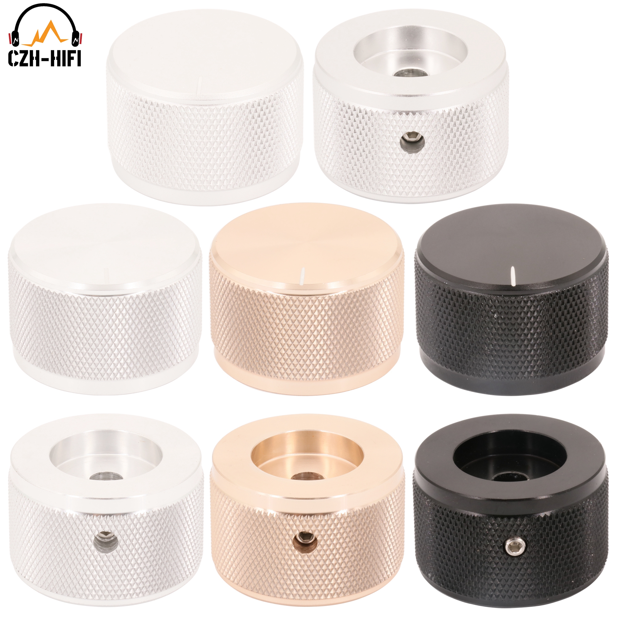 Perilla de Audio de 30mm, 35mm y 38mm, potenciómetro de aluminio sólido, interruptor giratorio, botón de puntero para CD, DAC, AMP, sonido de volumen, 1 ud.