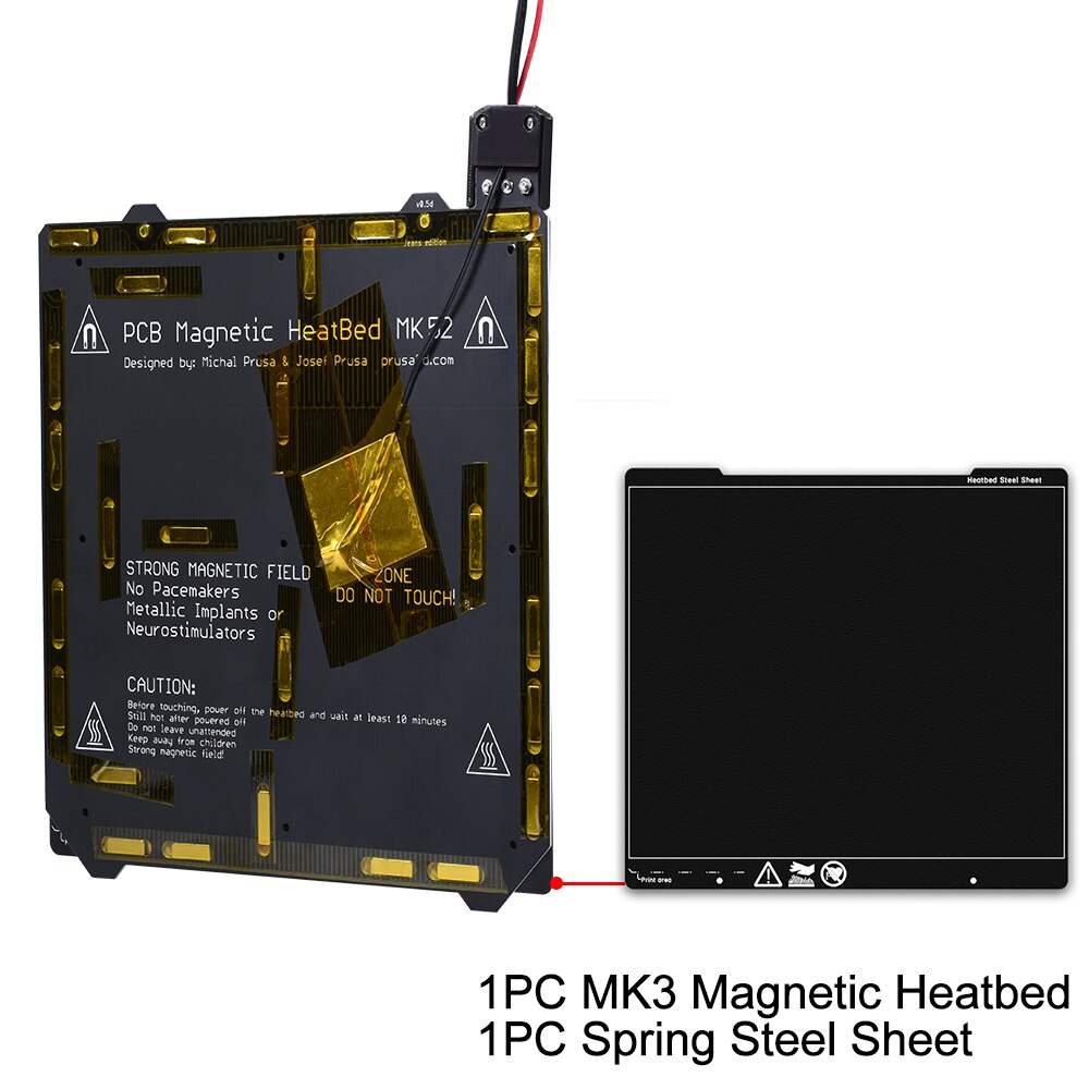 3D Printer Parts Clone I3 MK3 Magnetic Heatbed MK52 24V+MK3 Spring Steel Plate Platform+PEI Sheet for MK3/MK3S Heated Bed Printe