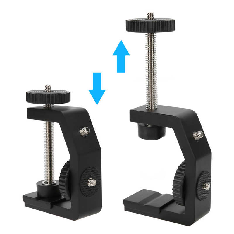 ball head tripod head Desk Camera Mount Stand Aluminum Tabletop Desk C Clamp Light Stand with 1/4in Screw head ballhead
