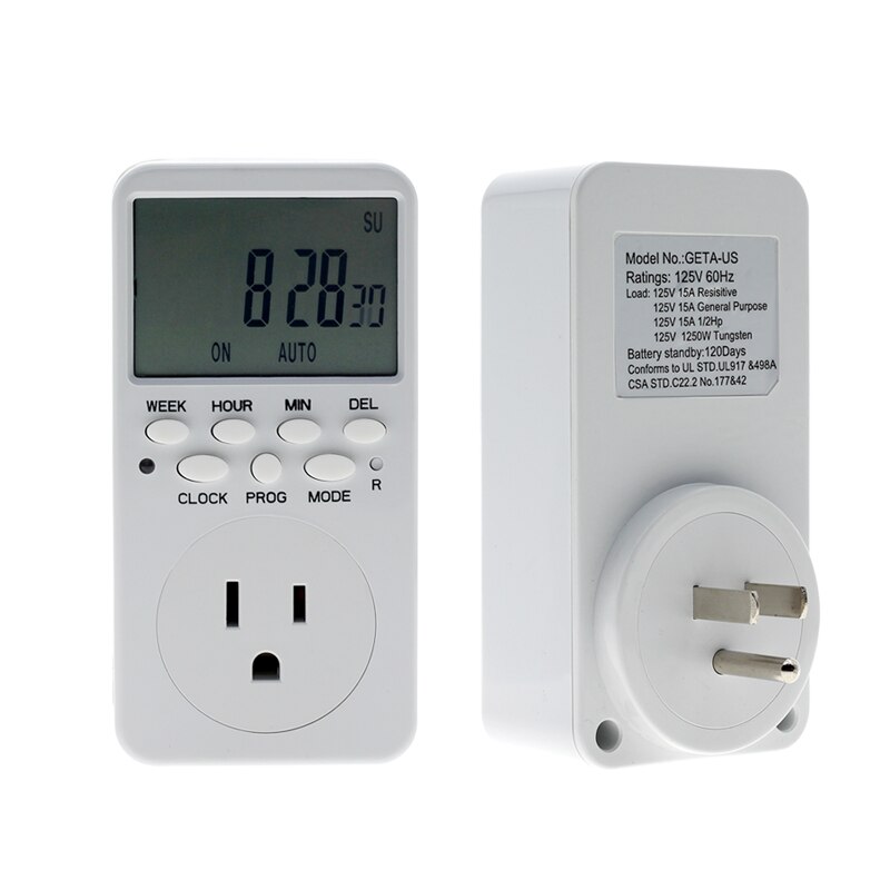 Electronic Digital Timer Switch Energy Saving Mechanical Socket Wall Home Timer Intelligent Programmable Plug-in Timing Socket: GETA - US Plug