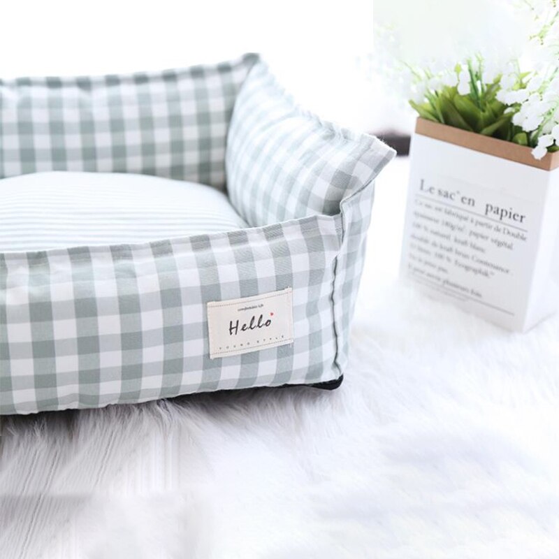 Soft Warm Pet Dog Bed Cat Bed Removable Washable Cotton Linen Nest Small Medium Large Dogs Comfortable Sleeping Mat Pet Supplies