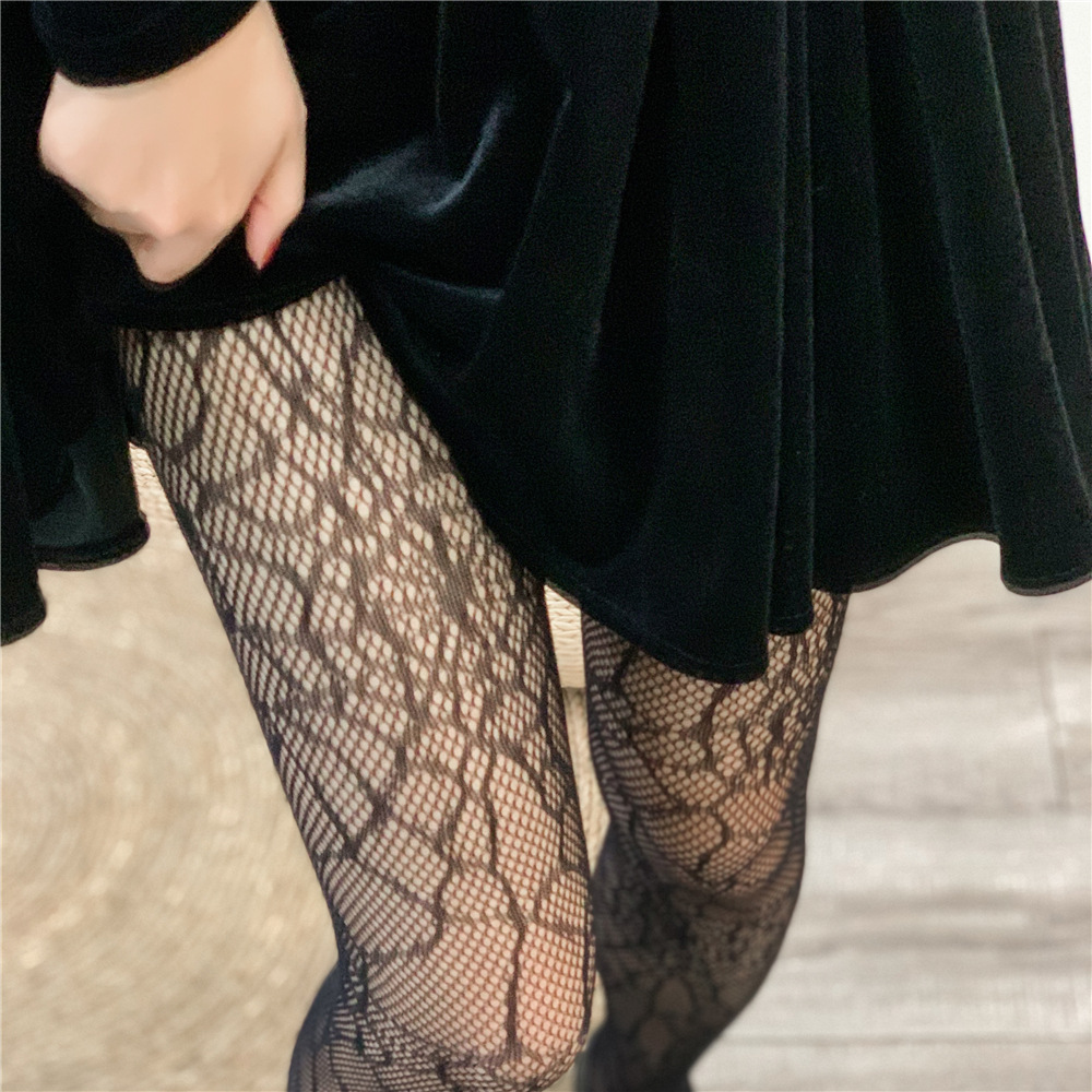 Primavera Estate Sottile Party Club Collant Scuro Scavato Calze A Rete Donne Gotico Spider Web Rete di Pesce Collant di Seta Nera