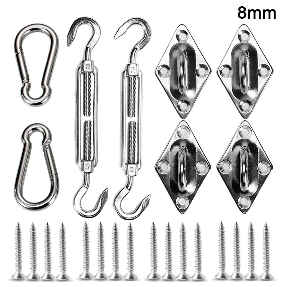 24pcs Stainless Steel Awning Canopy Fittings Outdoors Sun Shade Shelter Netting Accessories Practical Diamond Door Buckle: 8mm