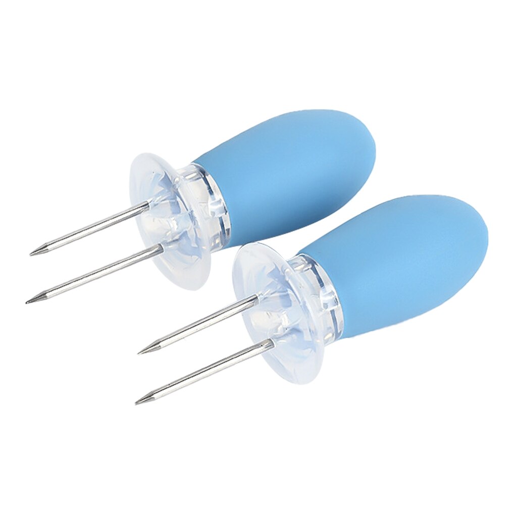 2 Stuks Vork Maïs Bbq Spies Rvs Corn Houders Maïskolven Spiesjes Fruit Vorken Barbecue Tool: 04