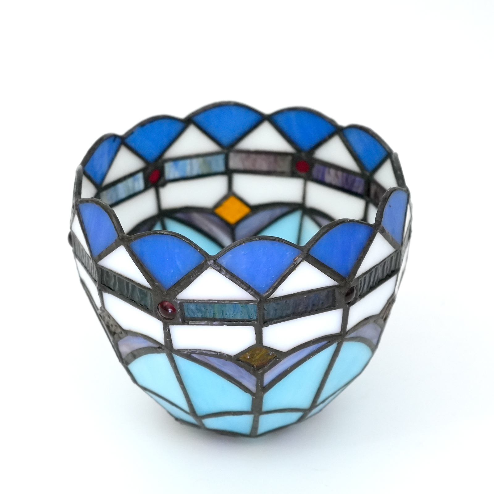 Mediterranean style glass fan lamp, wall lamp, chandelier replacement lampshade 6 inch stained glass single lampshade