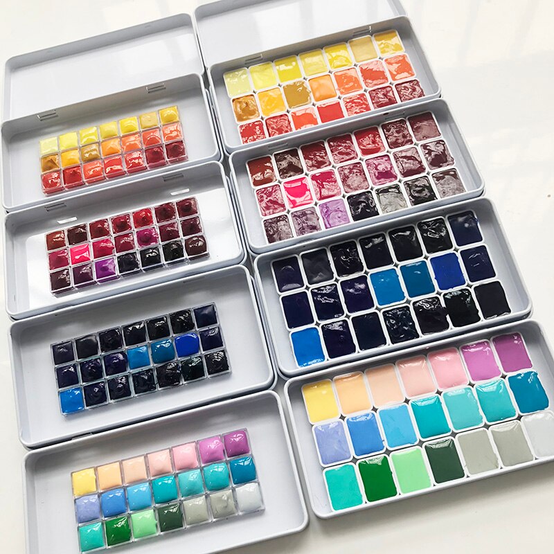 Juego de dispensadores de acuarelas MijELLO, paleta de pinturas artísticas de acuarela, macaron/azul/Verde/púrpura, 0,5 ml, 1ml