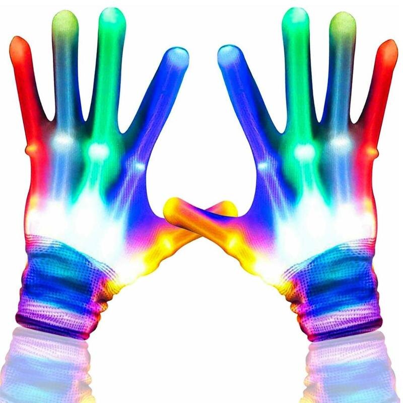LED Gloves Neon Guantes Glowing Halloween Party Light Luminous party Skull Stage Props Gloves Flashing Costume Supplies O0T4